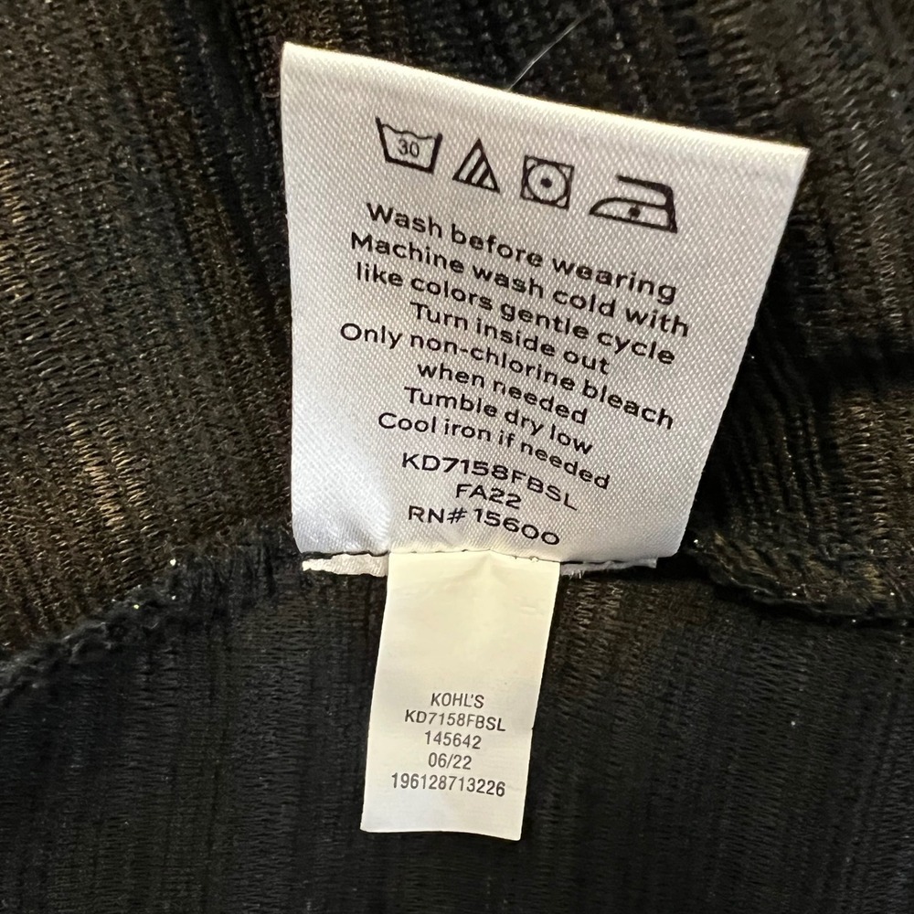 Draper James RSVP‎ Black Fit & Flare Dress L Metallic Short Sleeve Stretch - Picture 9 of 9